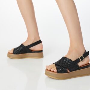 Women's leather sandals (Black)