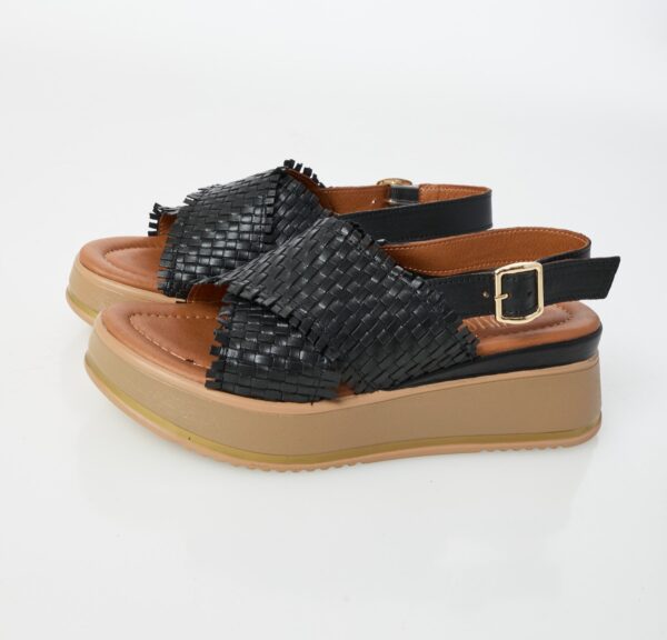 Women's leather sandals (Black) - Image 2