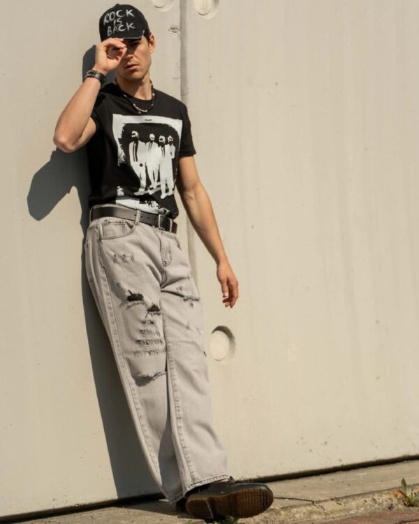 Men's oversized ripped jeans (Light grey) - Image 2