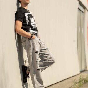 Men's oversized ripped jeans (Light grey)