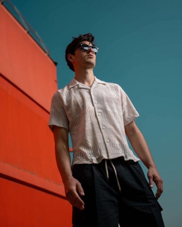 Men's checkered shirt (White) - Image 2
