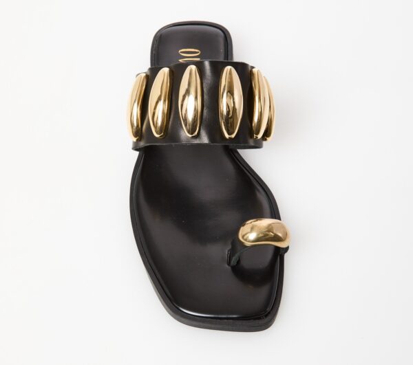 Women's leather sandals (Black) - Image 2