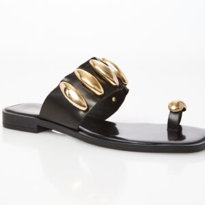 Women's leather sandals (Black)