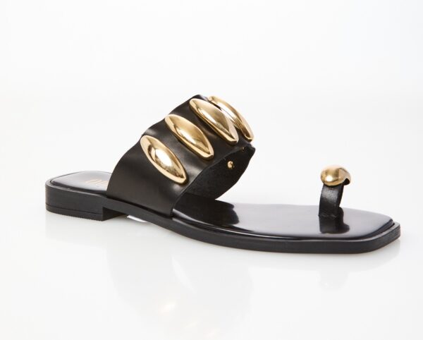 Women's leather sandals (Black)