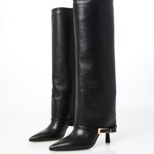 Leather shoes with buckle (Black)