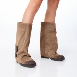 Women's suede and leather boots