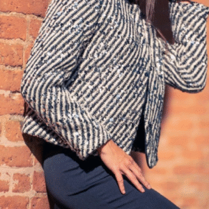 Striped sequin-embellished jacket