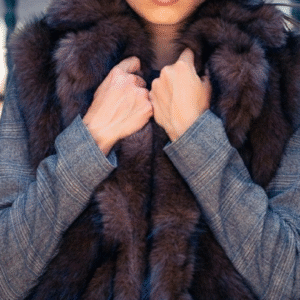 Luxurious long faux fur vest (Brown)