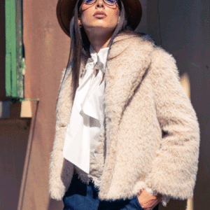 Women's beige faux fur jacket