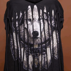 Oversized hoodie coat with wolf back detail