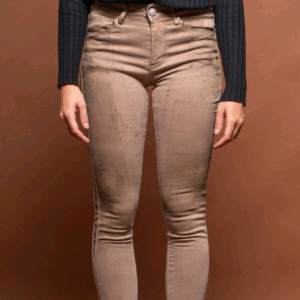 Beige skinny jeans with unique golden paint details