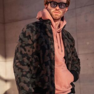 Camouflage wool bomber jacket